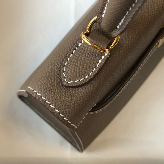HM KELLY 25 ETOUPE EPSOM LEATHER GOLD HARDWARE