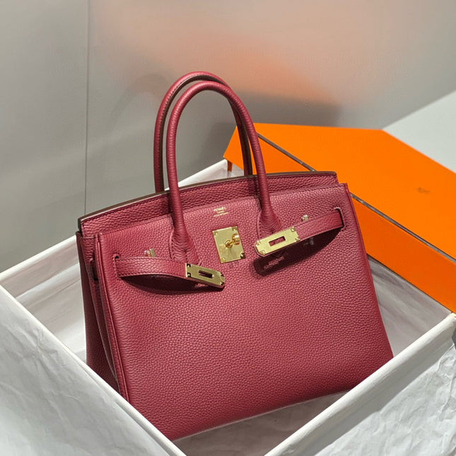 HM BIRKIN 25CM BURGUNDY CALFSKIN GOLD HARDWARE