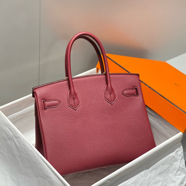 HM BIRKIN 25CM BURGUNDY CALFSKIN GOLD HARDWARE
