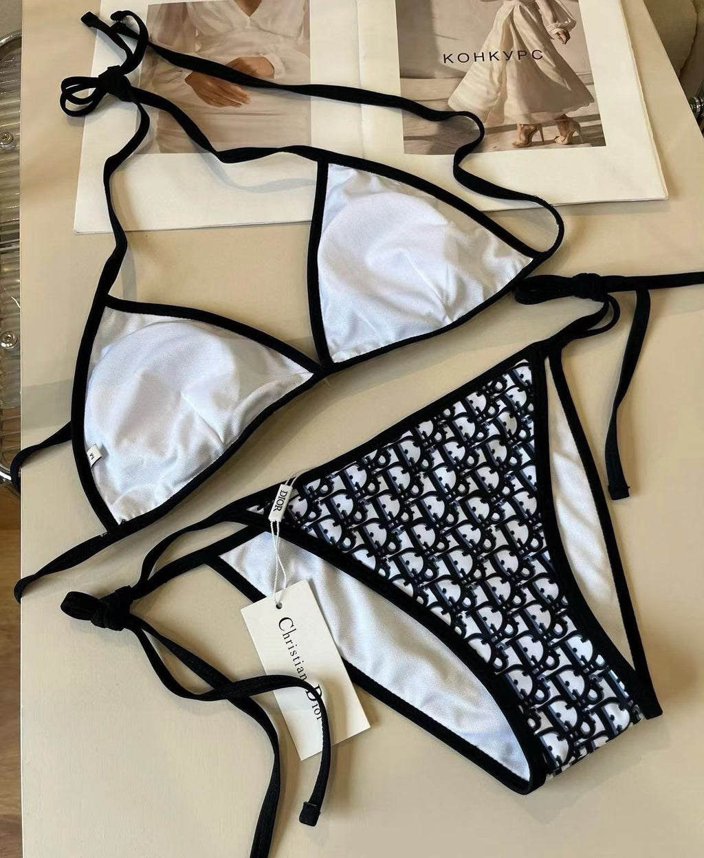 CD Oblique Bikini Navy Blue Polyamide