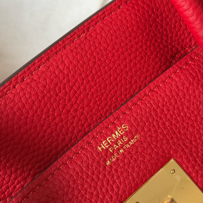 HM BIRKIN BAG 30 RED CALFSKIN GOLD BUCKLE