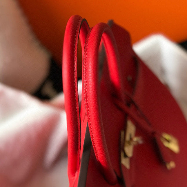 HM BIRKIN BAG 30 RED CALFSKIN GOLD BUCKLE