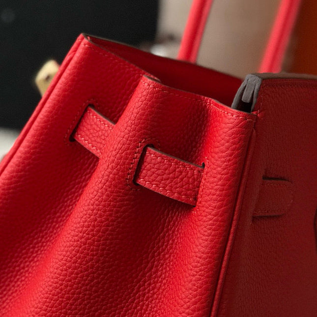 HM BIRKIN BAG 30 RED CALFSKIN GOLD BUCKLE