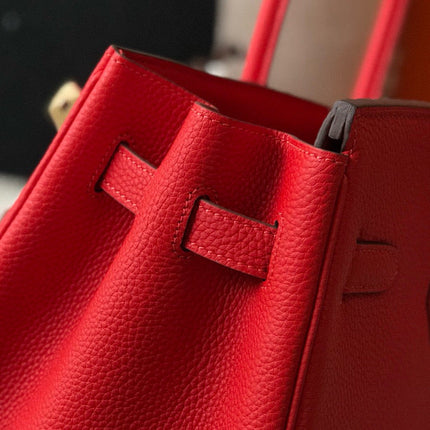 HM BIRKIN BAG 30 RED CALFSKIN GOLD BUCKLE