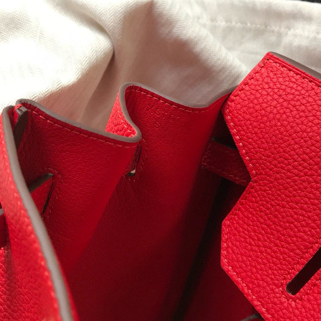 HM BIRKIN BAG 30 RED CALFSKIN GOLD BUCKLE