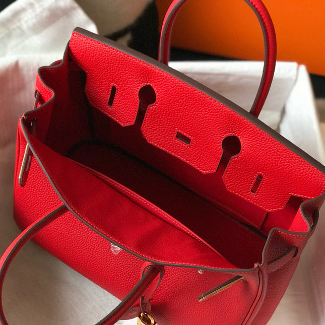 HM BIRKIN BAG 30 RED CALFSKIN GOLD BUCKLE