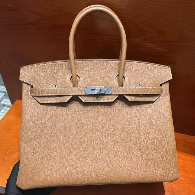 HM BIRKIN 35CM BAG BROWN CALFSKIN SILVER HARDWARE