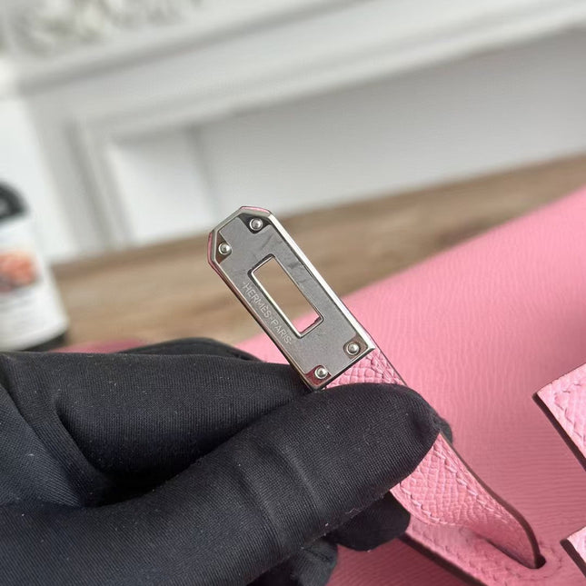 HM KELLY MINI 19 LIGHT PINK CALFSKIN SILVER HARDWARE