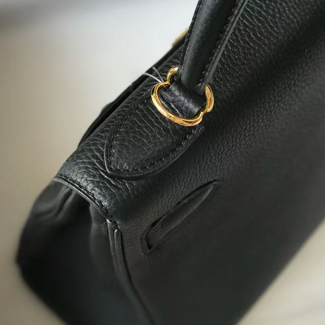 HM KELLY BAG 28 IN BLACK TOGO LEATHER GOLD HARDWARE