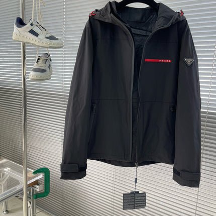 PRADA BLACK HOODED JACKET 652413
