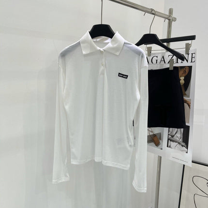 MIUMIU RIBBED JERSEY POLO SHIRT 187376