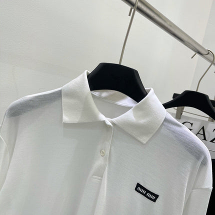 MIUMIU RIBBED JERSEY POLO SHIRT 187376