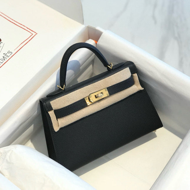 HM KELLY MINI 19 BLACK EPSOM CALFSKIN GOLD HARDWARE