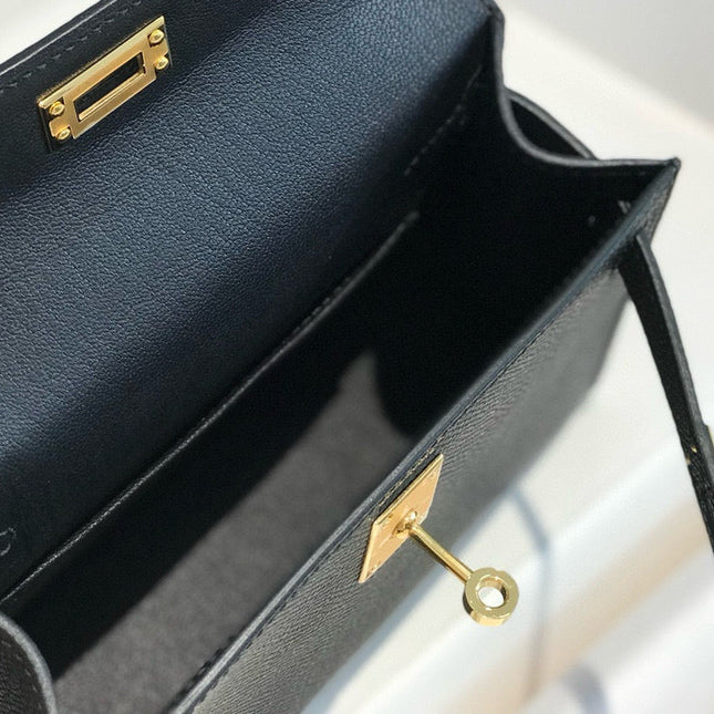 HM KELLY MINI 19 BLACK EPSOM CALFSKIN GOLD HARDWARE