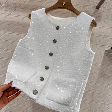 CC READY-TO-WEAR – WHITE TWEED VEST
