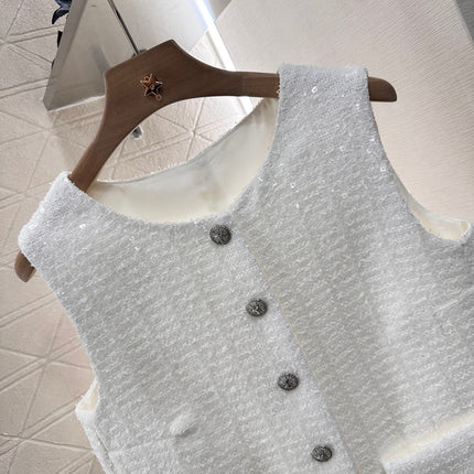 CC READY-TO-WEAR – WHITE TWEED VEST