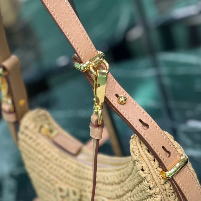 PRA MOON SHOULDER BAG 22 IN BEIGE RAFFIA