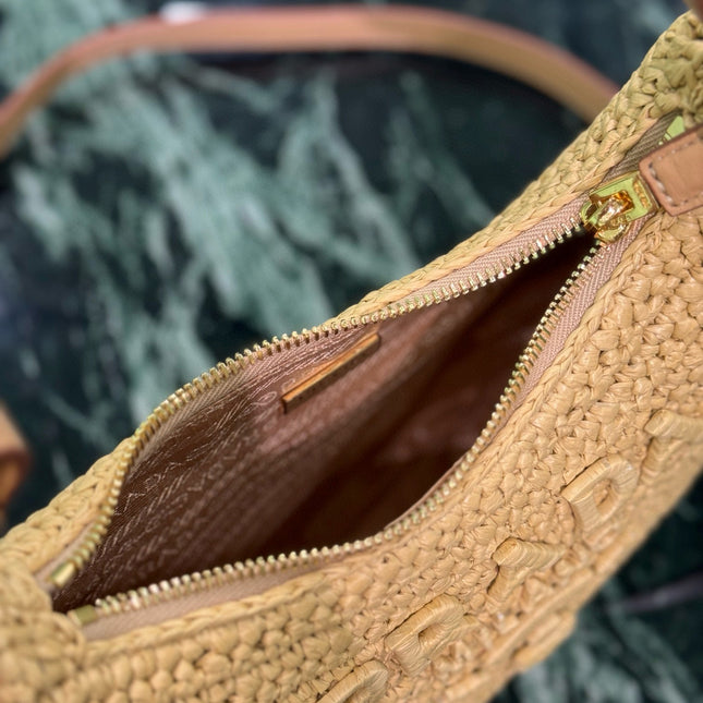 PRA MOON SHOULDER BAG 22 IN BEIGE RAFFIA