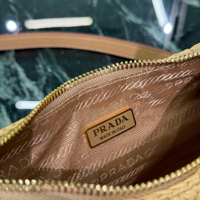 PRA MOON SHOULDER BAG 22 IN BEIGE RAFFIA