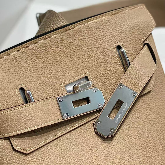 HAC À DOS PM BACKPACK IN LIGHT BROWN TOGO CALFSKIN