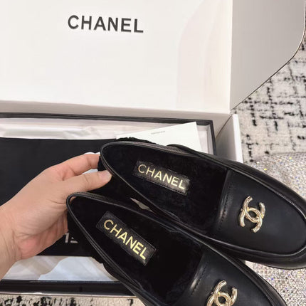SLINGBACK LOAFER IN BLACK CALFSKIN AND SHEARLING