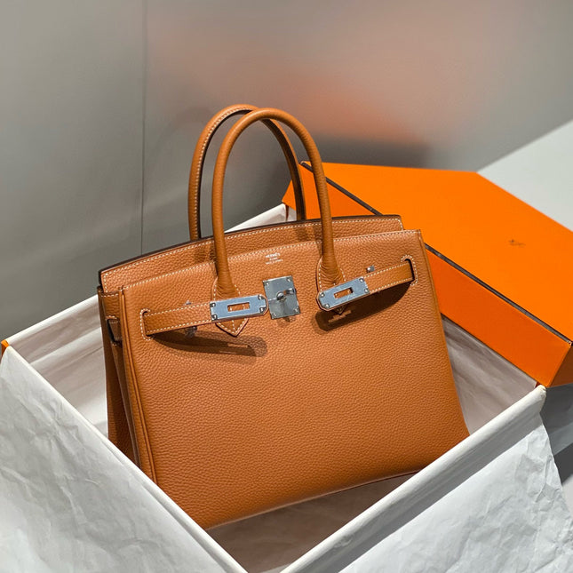 HM BIRKIN 30CM BROWN TOGO LEATHER SILVER HARDWARE