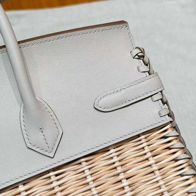 HM BIRKIN PICNIC 25 CM IN WHITE CALFSKIN SILVER HARDWARE