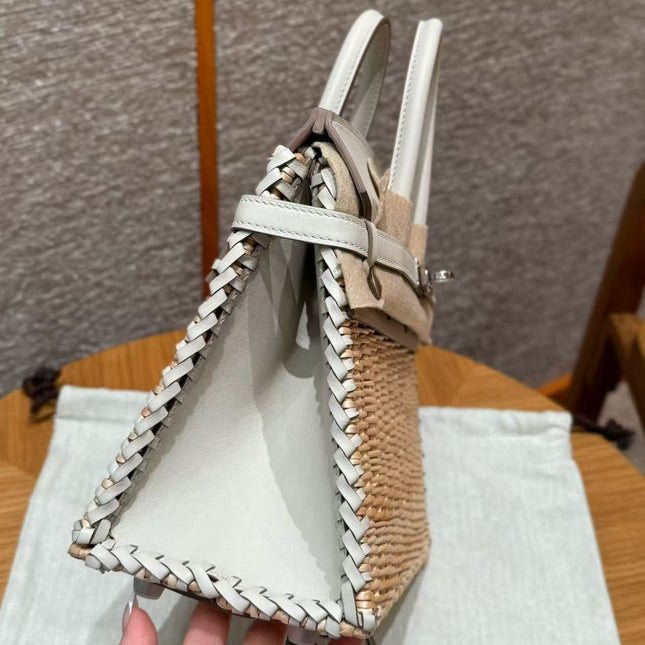HM BIRKIN PICNIC 25 CM IN WHITE CALFSKIN SILVER HARDWARE
