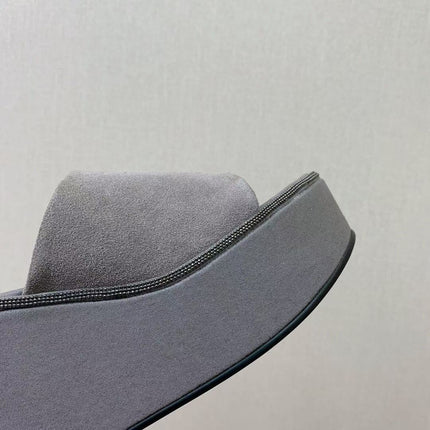 BRUNELLO CUCINELLI CHUNKY SOLES SANDALS IN GREY SUEDE