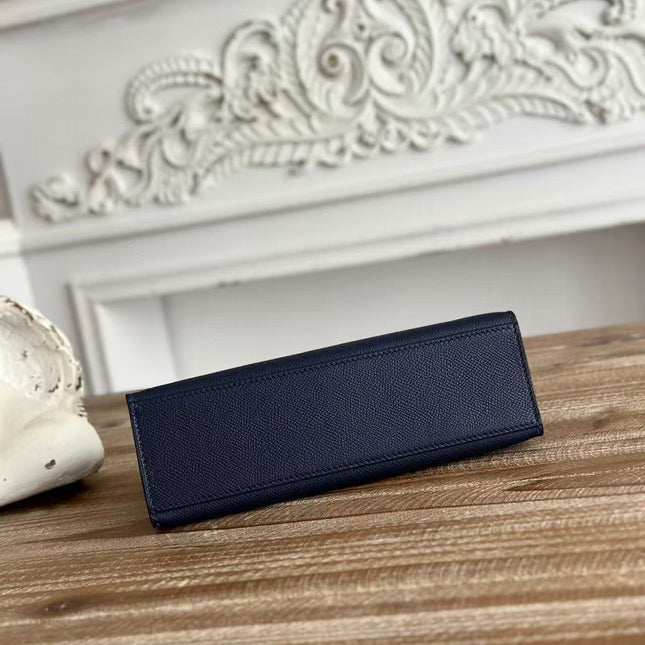 HM KELLY MINI POCHETTE 22 IN NAVY BLUE CALFSKIN