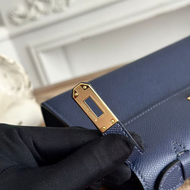 HM KELLY MINI POCHETTE 22 IN NAVY BLUE CALFSKIN