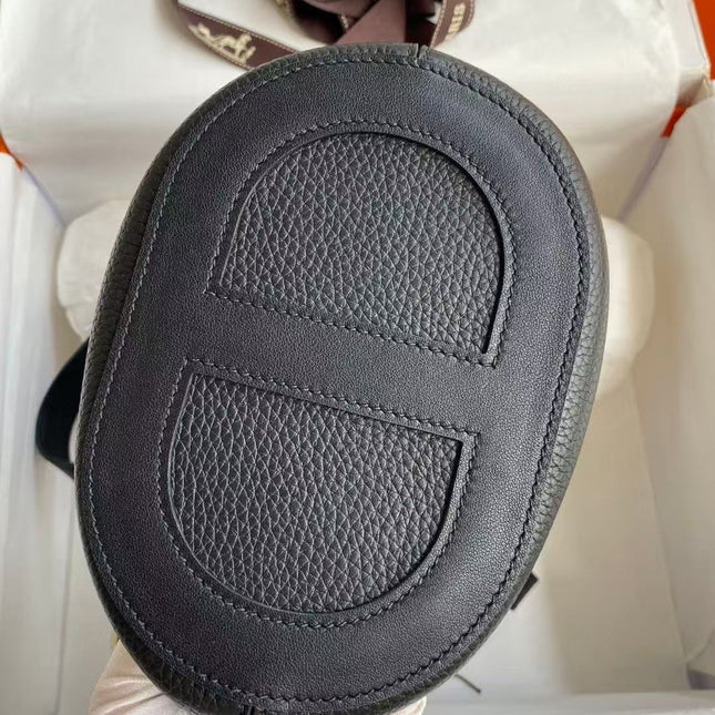 HERMES 25S IN THE LOOP 23 IN BLACK CALFSKIN SILVER HARDWARE TP3