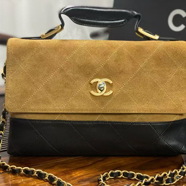 CC SHOULDER BAG 29 IN BLACK AND BROWN SUEDE AND CALFSKIN