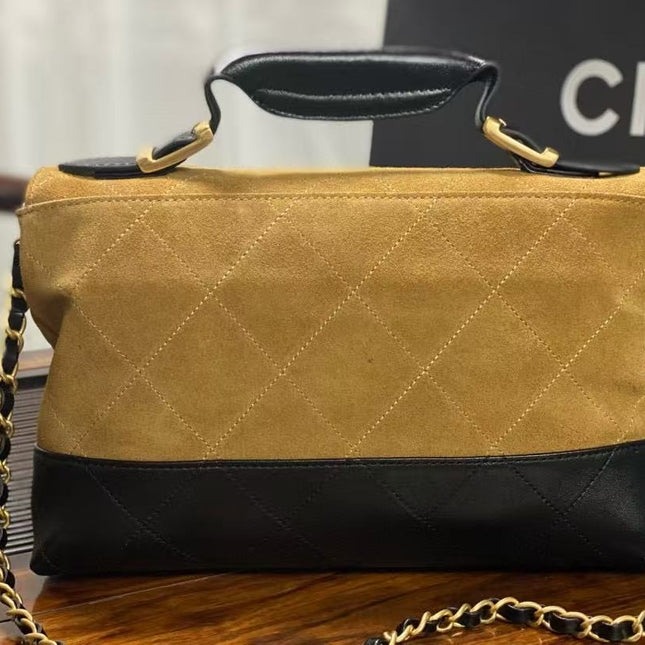 CC SHOULDER BAG 29 IN BLACK AND BROWN SUEDE AND CALFSKIN