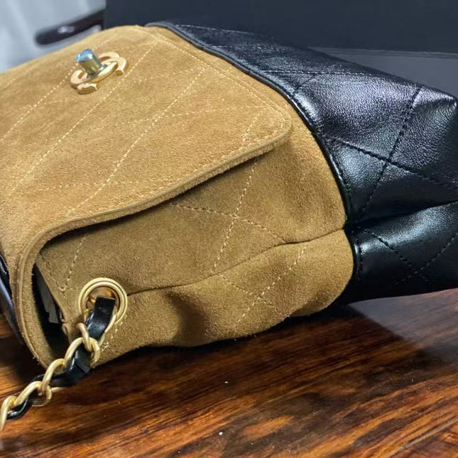 CC SHOULDER BAG 29 IN BLACK AND BROWN SUEDE AND CALFSKIN