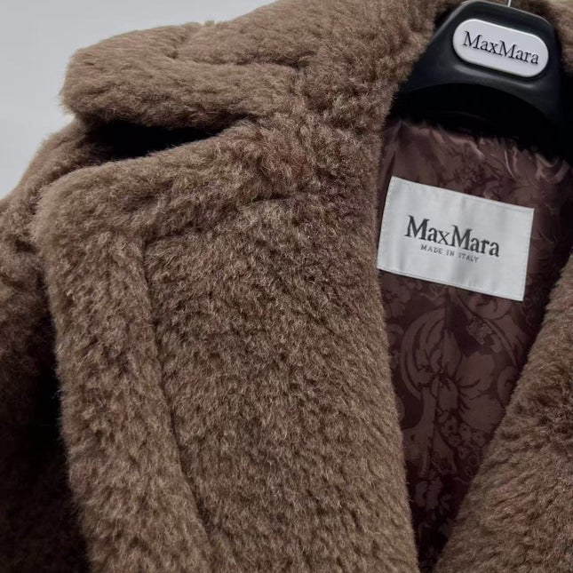 MAX MARA LONG COAT IN BROWN FUR