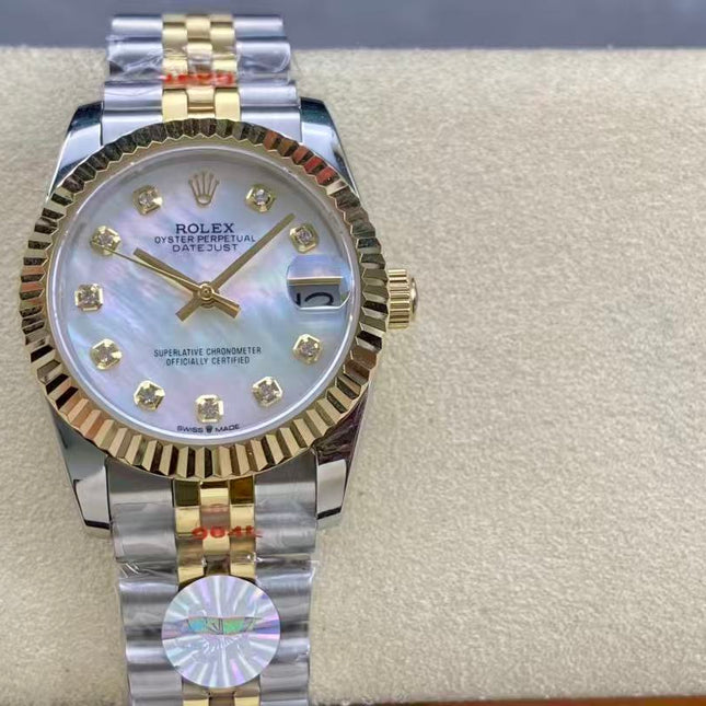 DATEJUST 31MM GOLD STEEL DIAMOND NUMERALS