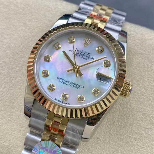 DATEJUST 31MM GOLD STEEL DIAMOND NUMERALS