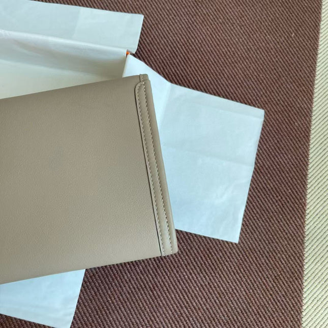 JIGE ELAN 29 CLUTCH IN DARK BEIGE CALFSKIN