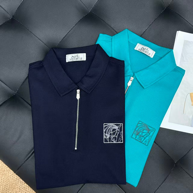 HERMES POLO SHIRT IN BLUE COTTON