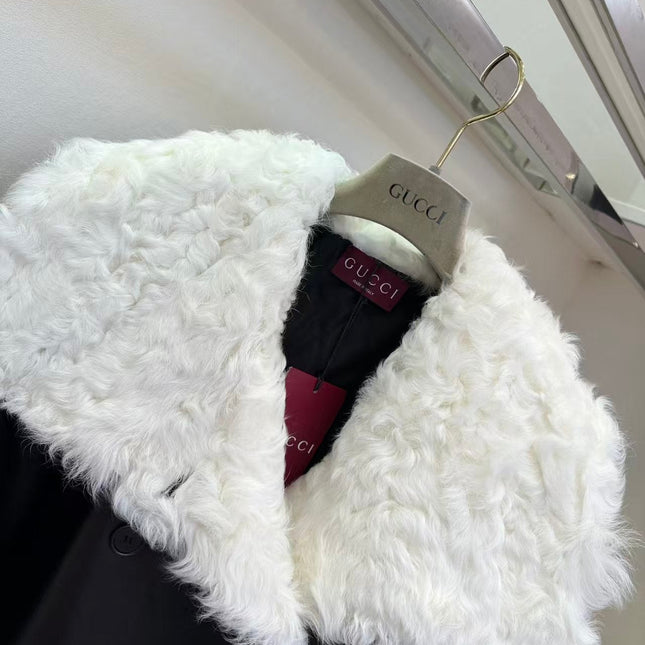 GUCCI LEATHER JACKET WITH WHITE SHEARLING