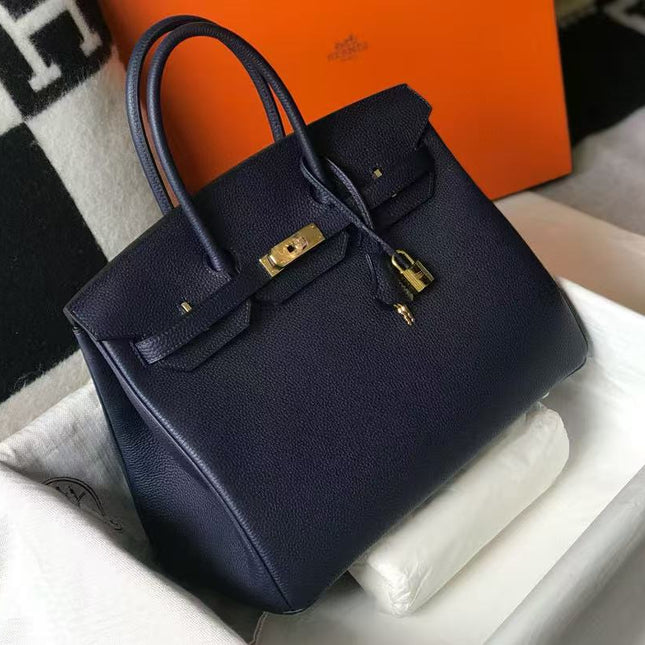 HM BIRKIN 30 BAG IN NAVY BLUE CALFSKIN GOLD HARDWARE