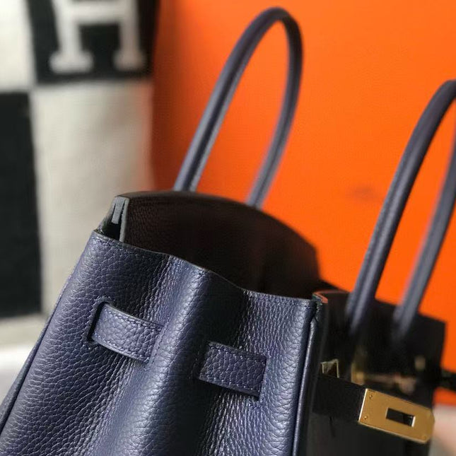 HM BIRKIN 30 BAG IN NAVY BLUE CALFSKIN GOLD HARDWARE