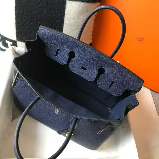 HM BIRKIN 30 BAG IN NAVY BLUE CALFSKIN GOLD HARDWARE