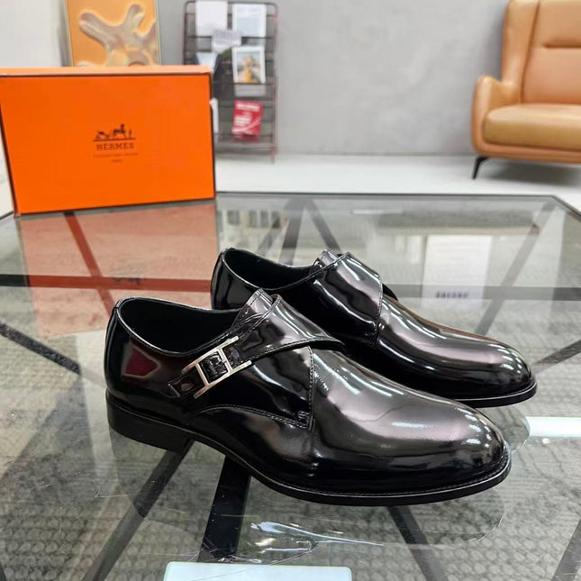 HM MEN LOAFERS IN BLACK CALFSKIN SILVER HARDWARE