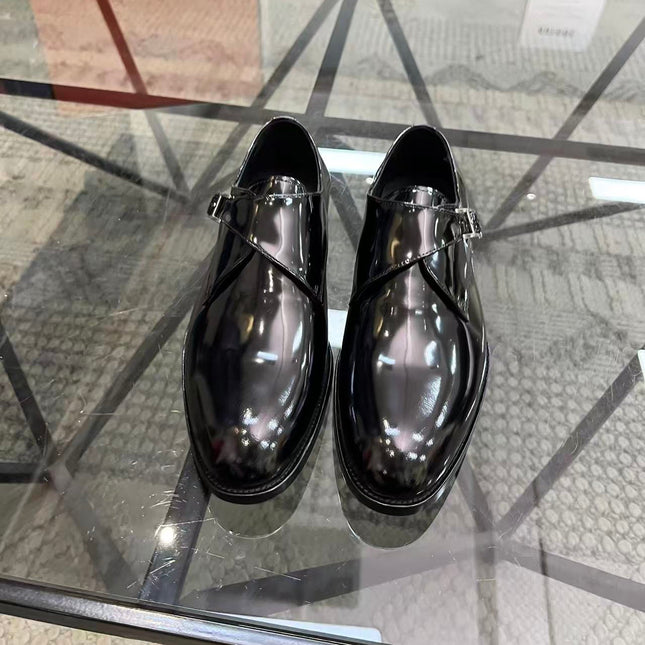 HM MEN LOAFERS IN BLACK CALFSKIN SILVER HARDWARE