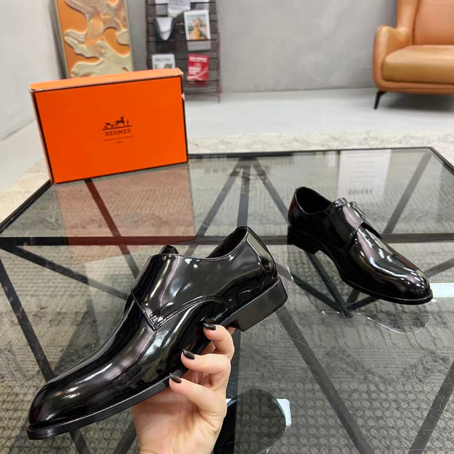 HM MEN LOAFERS IN BLACK CALFSKIN SILVER HARDWARE