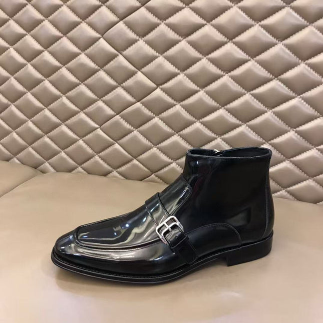 HM MEN ANKLE BOOTS IN BLACK CALFSKIN SILVER HARDWARE