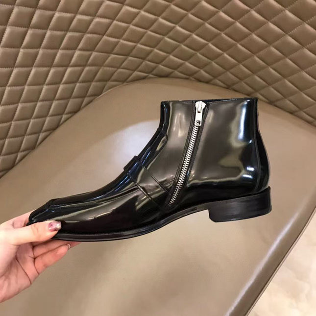 HM MEN ANKLE BOOTS IN BLACK CALFSKIN SILVER HARDWARE