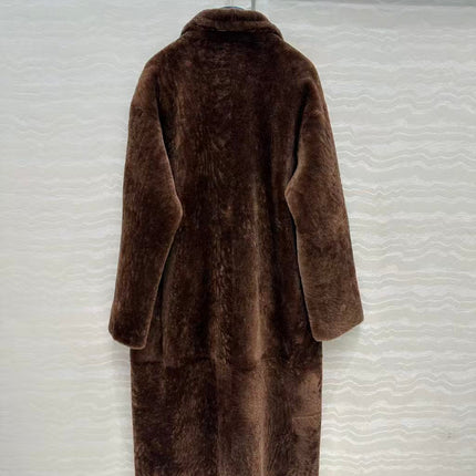 MAX MARA LONG COAT IN DARK BROWN FUR